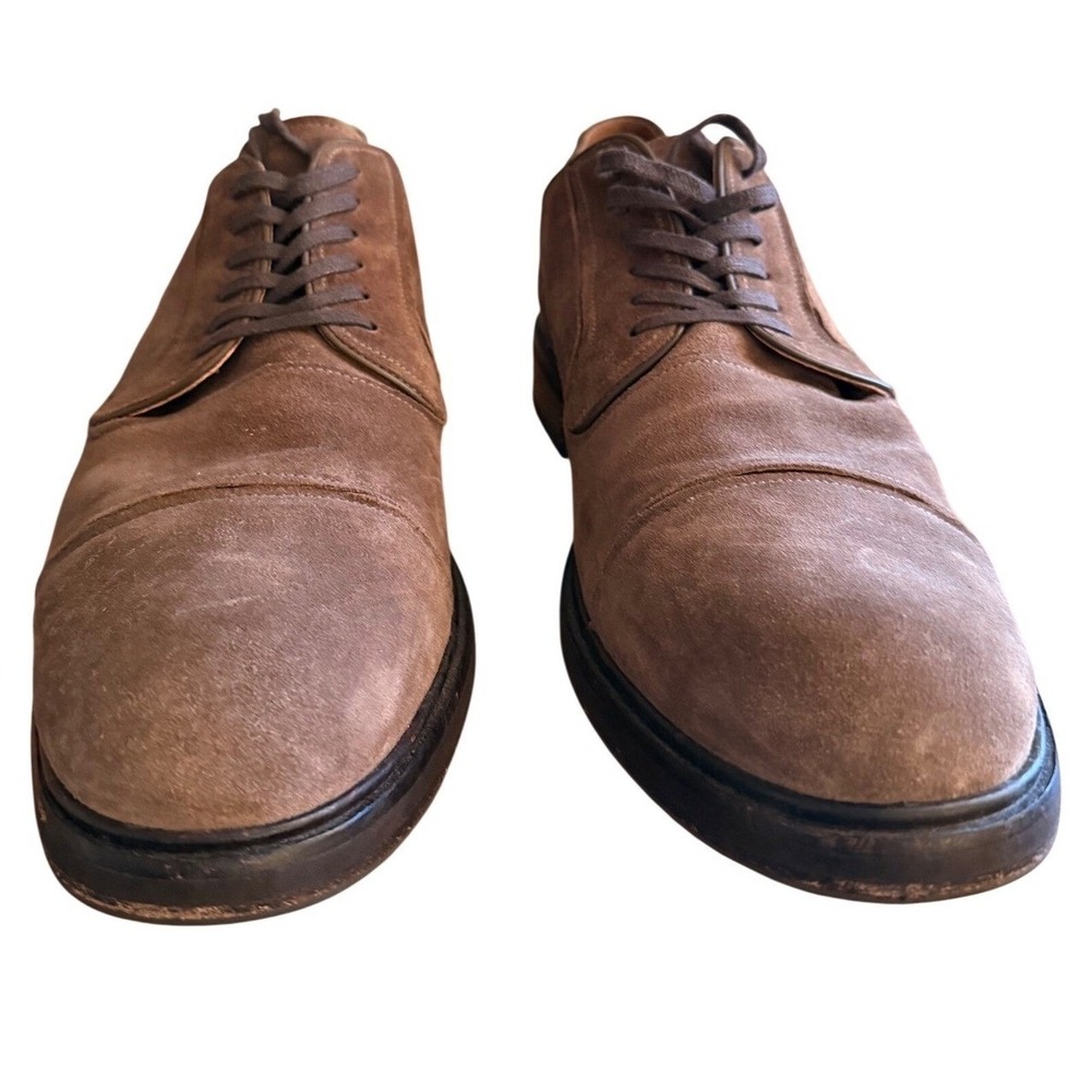 John Varvatos Derby Mens 12M F3505T3B A660B Brown Suede Cap Toe EUC - Picture 2 of 9